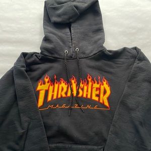 Thrasher Midnight Black Draw String Hoodie - Skate or Die Aesthetics Collection